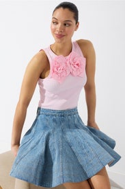 Kalle Denim Godet Skirt by AKNVAS