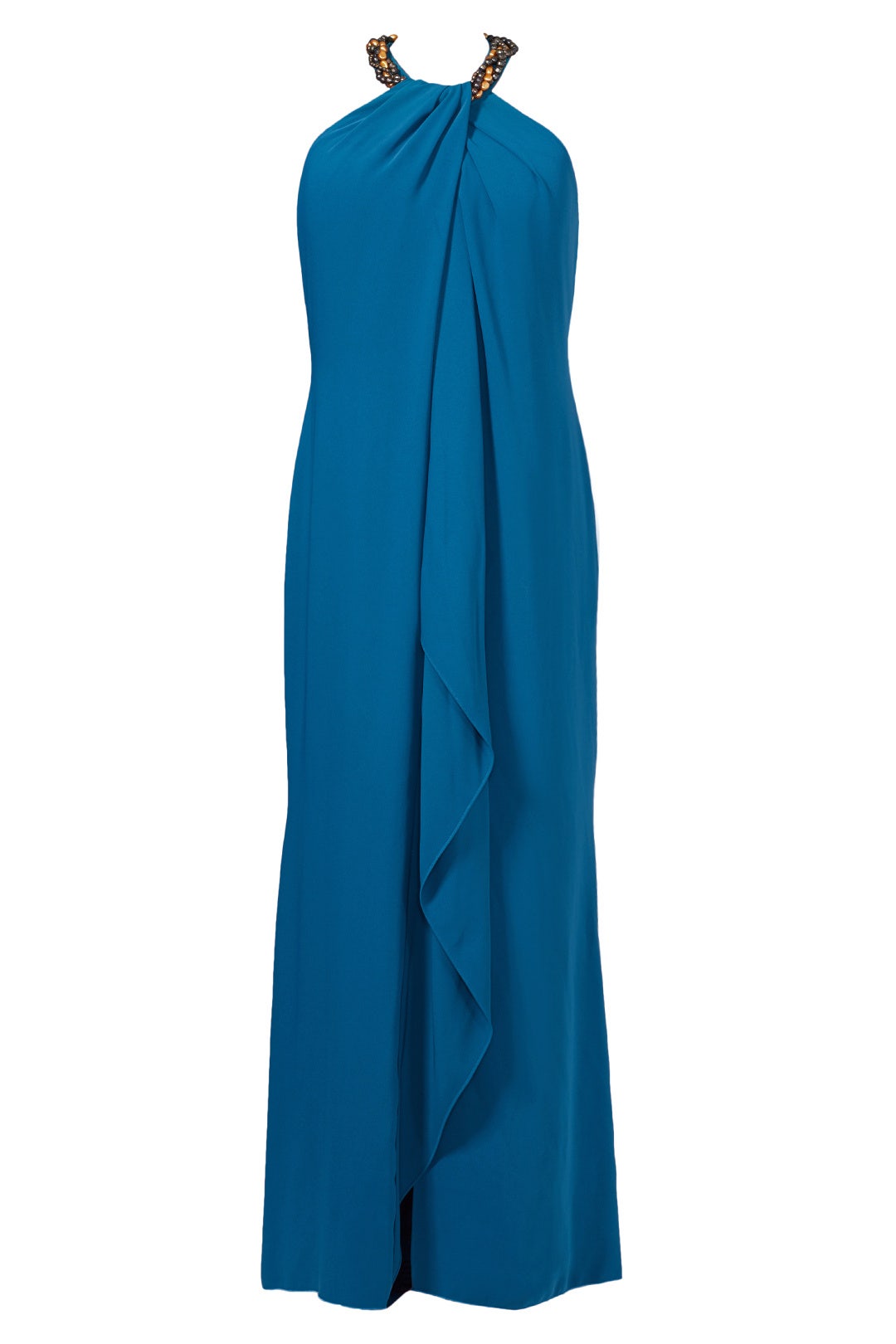 Teal Necklace Gown by Carmen Marc Valvo 0