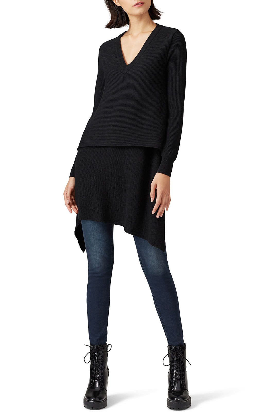 Black Asymmetrical Sweater by Derek Lam 10 Crosby x RTR 0