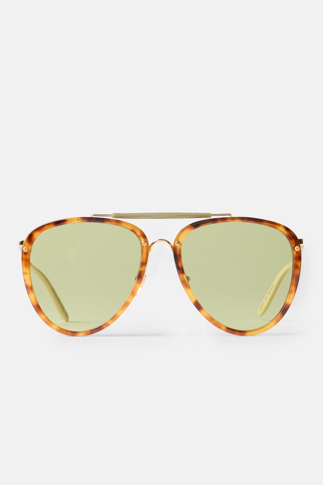Havana Gold Green Aviator Sunglasses by Gucci 1