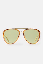 Havana Gold Green Aviator Sunglasses by Gucci