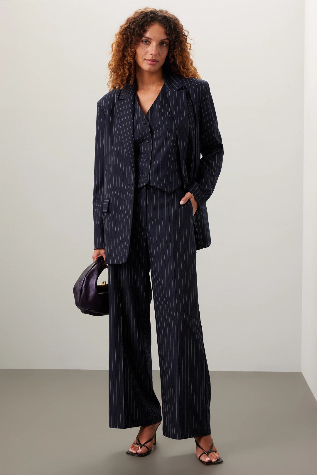 Navy Pinstripe Blazer by ASHLEY PARK x RTR | Rent the Runway