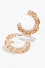 Ruffle Raffia Hoop Earrings by Lele Sadoughi