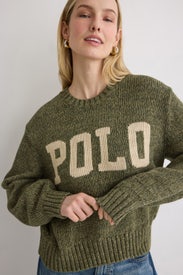 Logo Cotton Crewneck Sweater by Polo Ralph Lauren