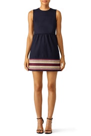 Embroidered Hem Navy Dress by RED Valentino