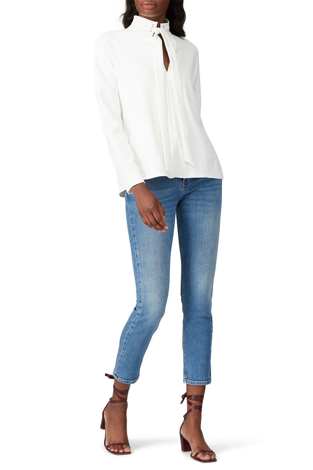 White Dolman Tie Neck Top by Tibi 0