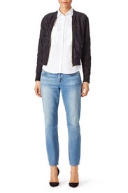 Black Floral Lace Bomber Jacket by Derek Lam 10 Crosby
