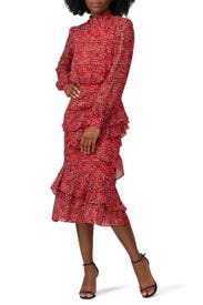 Red Printed Isa Ruffle Dress by SALONI