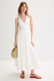 V-Neck Halter Dress by Jewel x Badgley Mischka