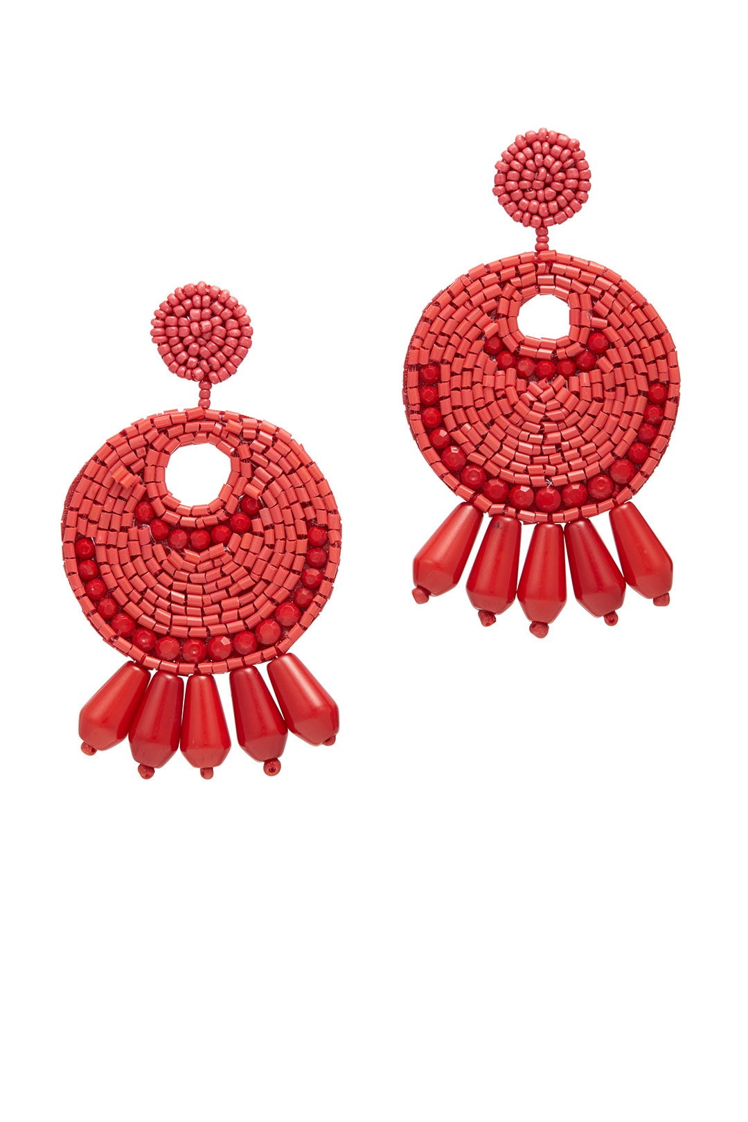 Dark Coral Gypsy Hoop Earrings by Kenneth Jay Lane