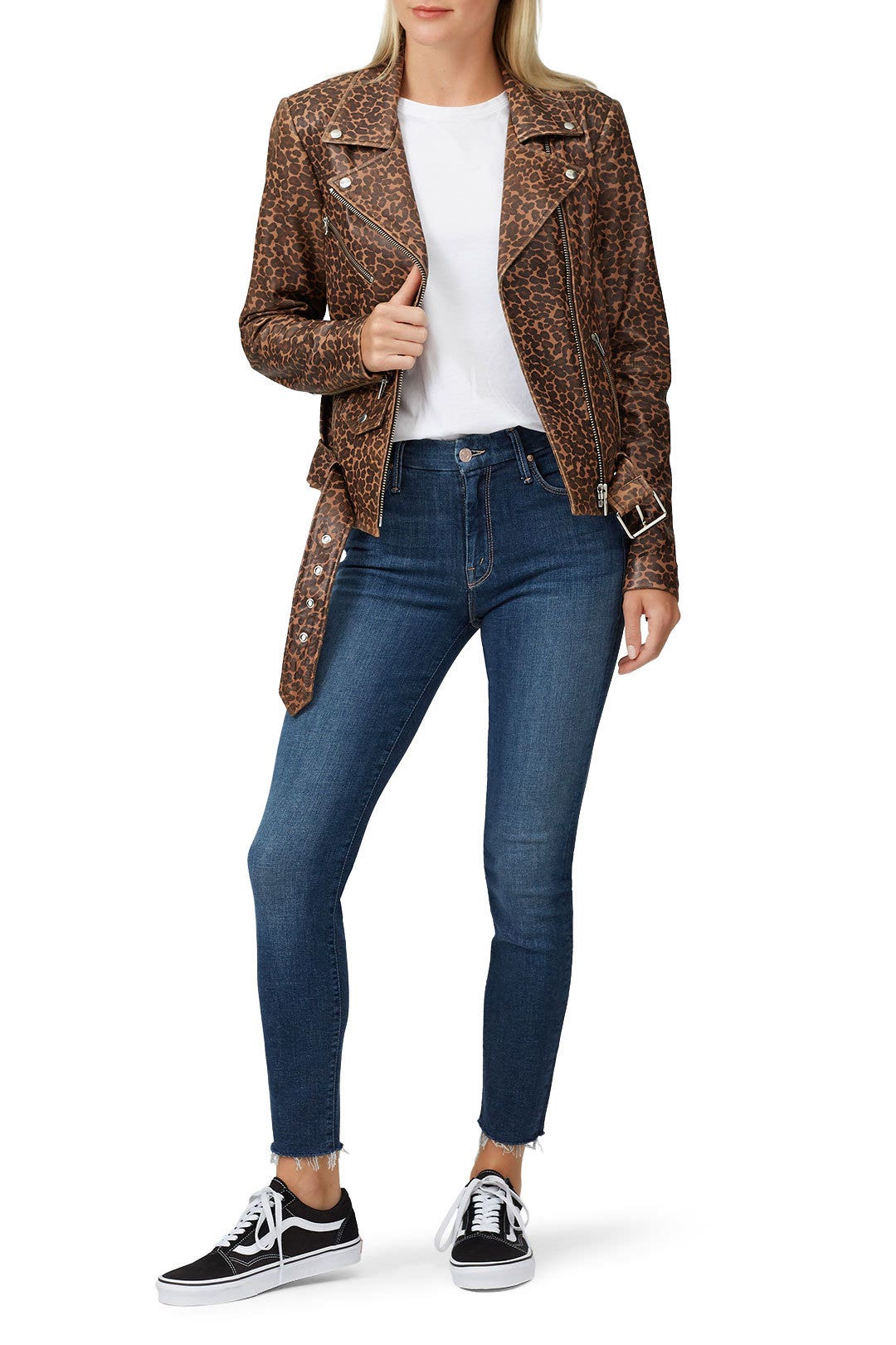 Leopard Smooth Jayne Leather Jacket by VEDA 0