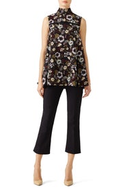 Black Floral Godet Top by ADEAM