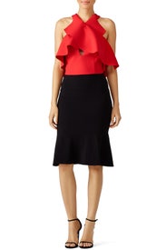 Red Ruffle Crop Top by KENDALL + KYLIE