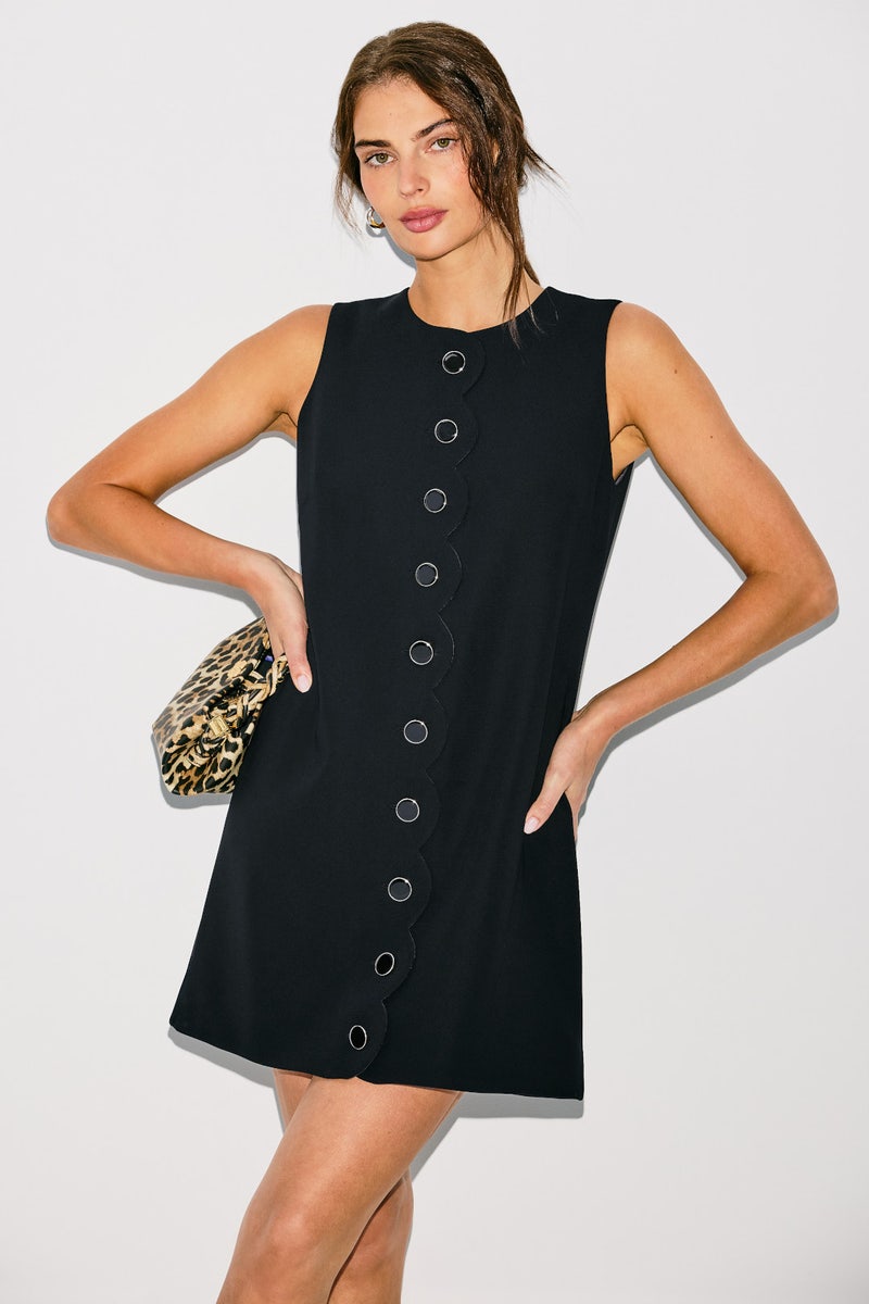 Scallop Shift Dress With Buttons by kate spade new york - Photo 0