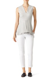 Grey Inverted Pleat Top by DEREK LAM