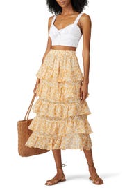 Lana Tiered Midi Skirt by MINKPINK