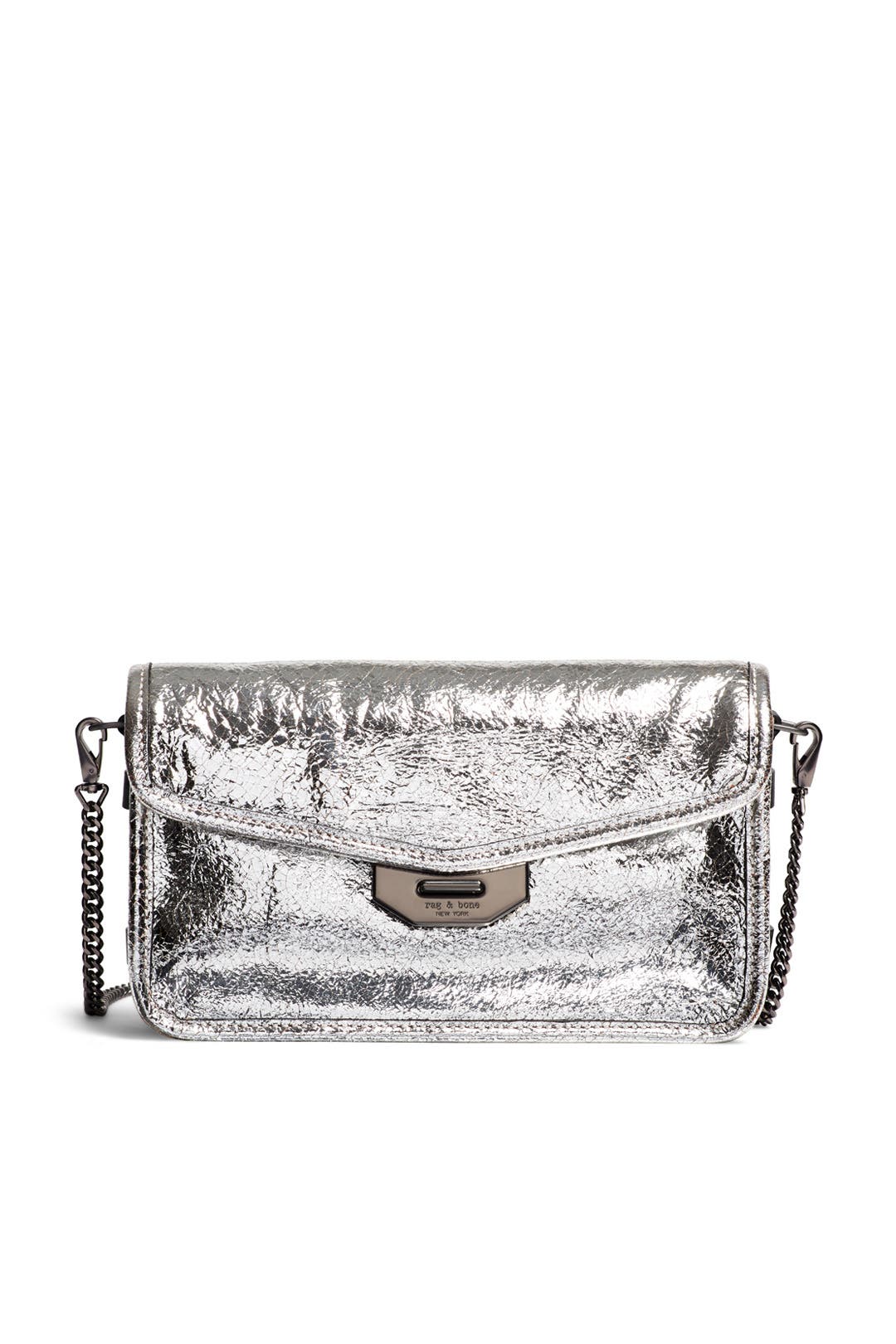 Silver Crackle Field Clutch by rag & bone Accessories for $149 | Rent ...