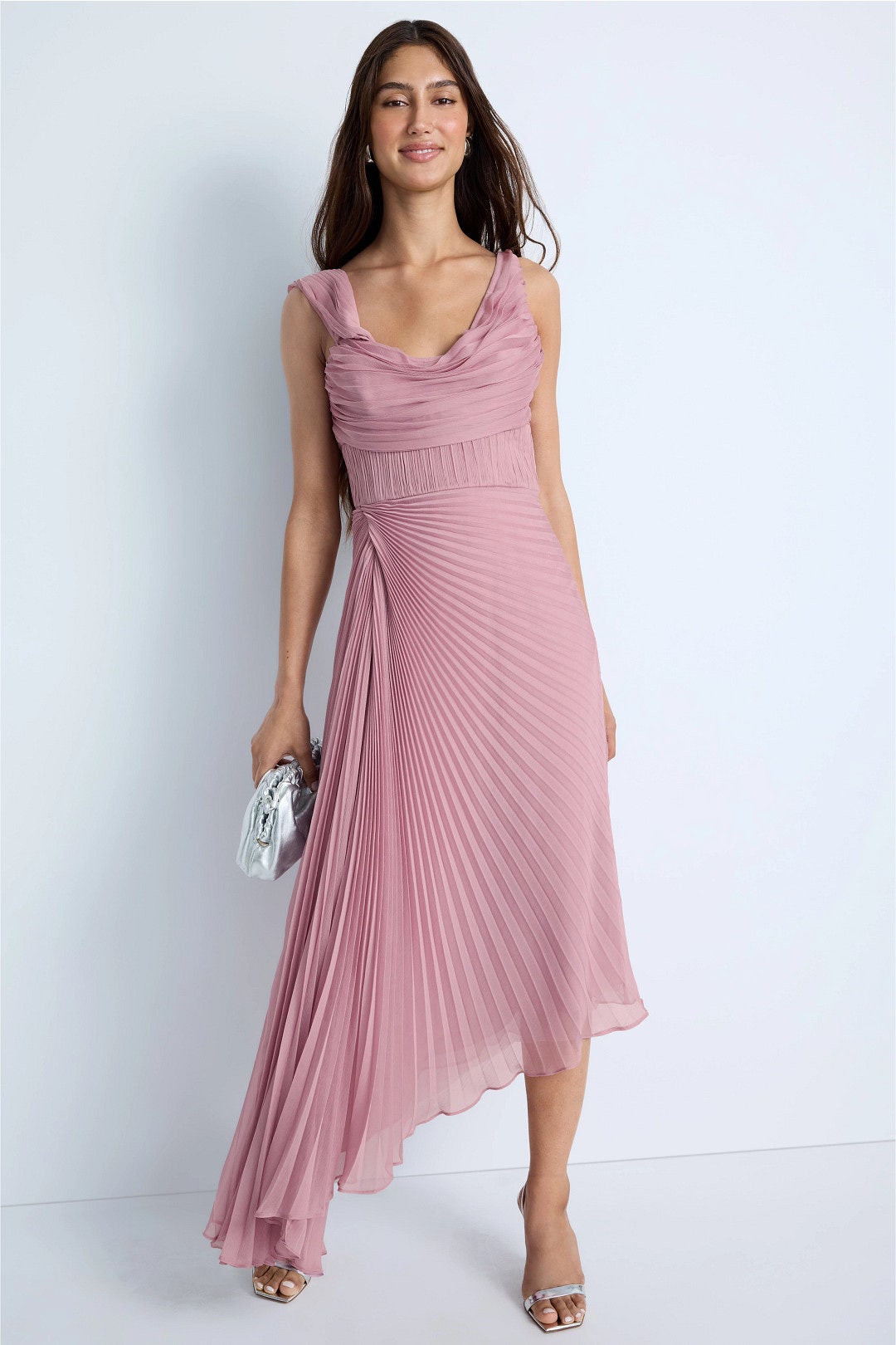 Joelle Pleated Draped Gown by AMUR 0
