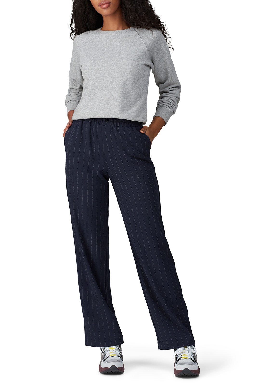 Navy Striped Straight Pants by GANNI 0