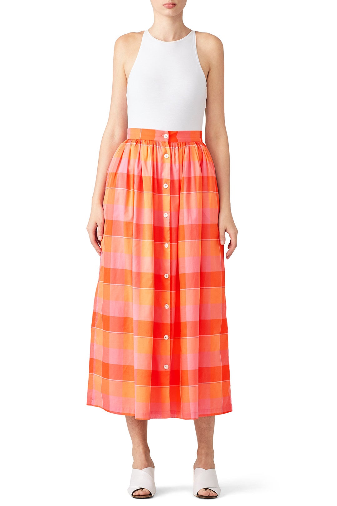 Orange Button Front Skirt by MDS Stripes 0