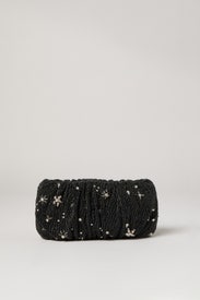 Black Beaded Bean Clutch by Staud Accessories