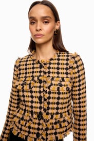 Yellow Tweed Plaid Jacket by Central Park West