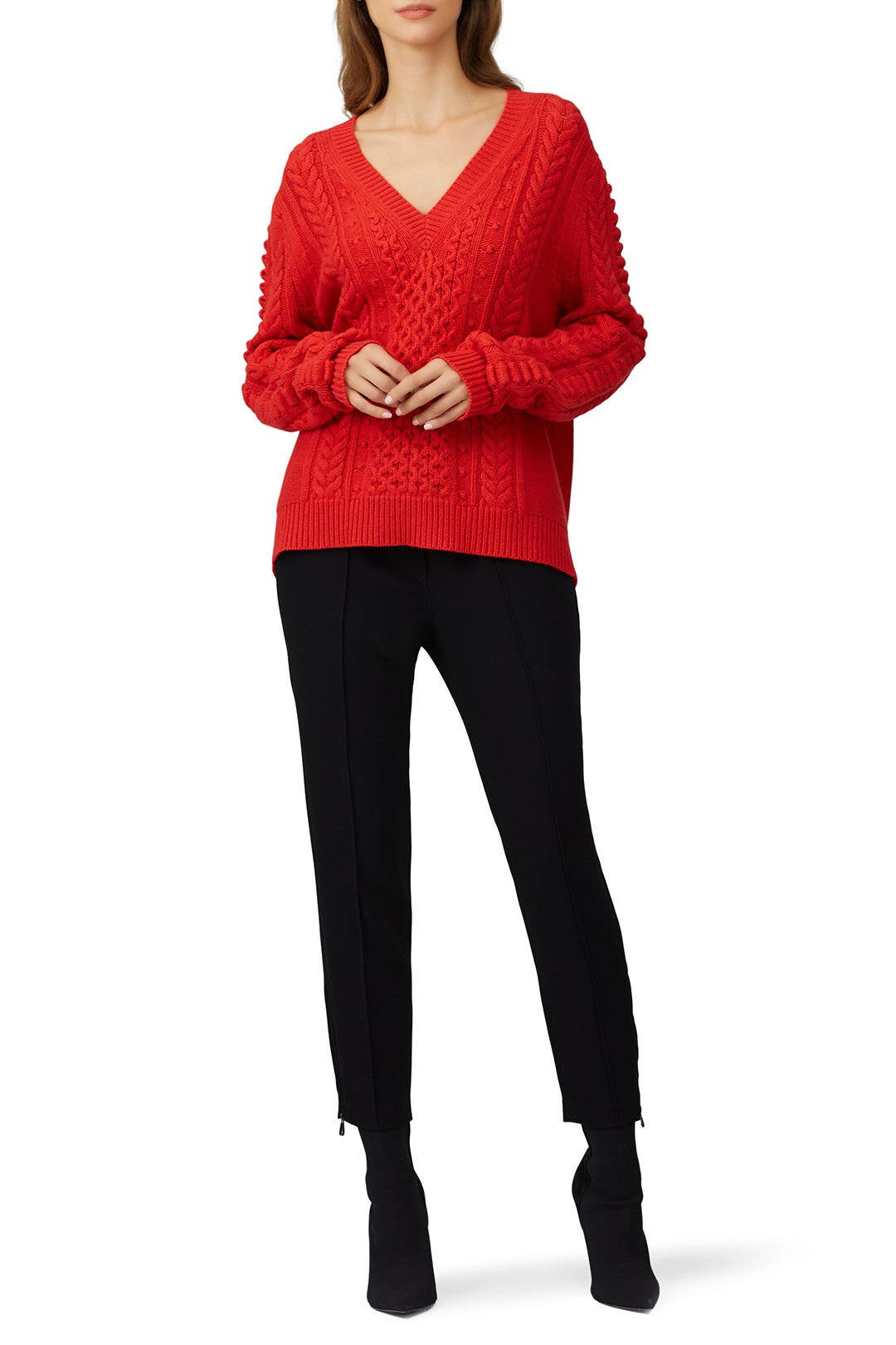 Red Cableknit Wool Sweater by Jason Wu | Rent the Runway