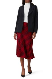 Red Plaid Midi Skirt by Lauren Ralph Lauren