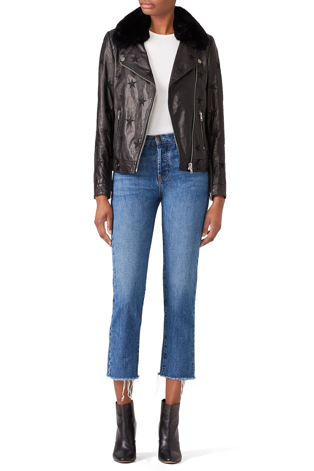 Black Seeing Stars Faux Fur Jacket by Samantha Sipos 0