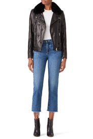 Black Seeing Stars Faux Fur Jacket by Samantha Sipos