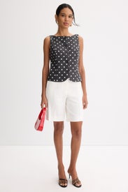 Button Down Boat Neck Top by CeCe