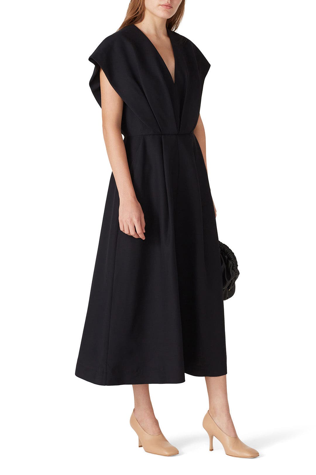 co black dress self-portrait - Black Crepe Bow Collar Mini Dress main image 1