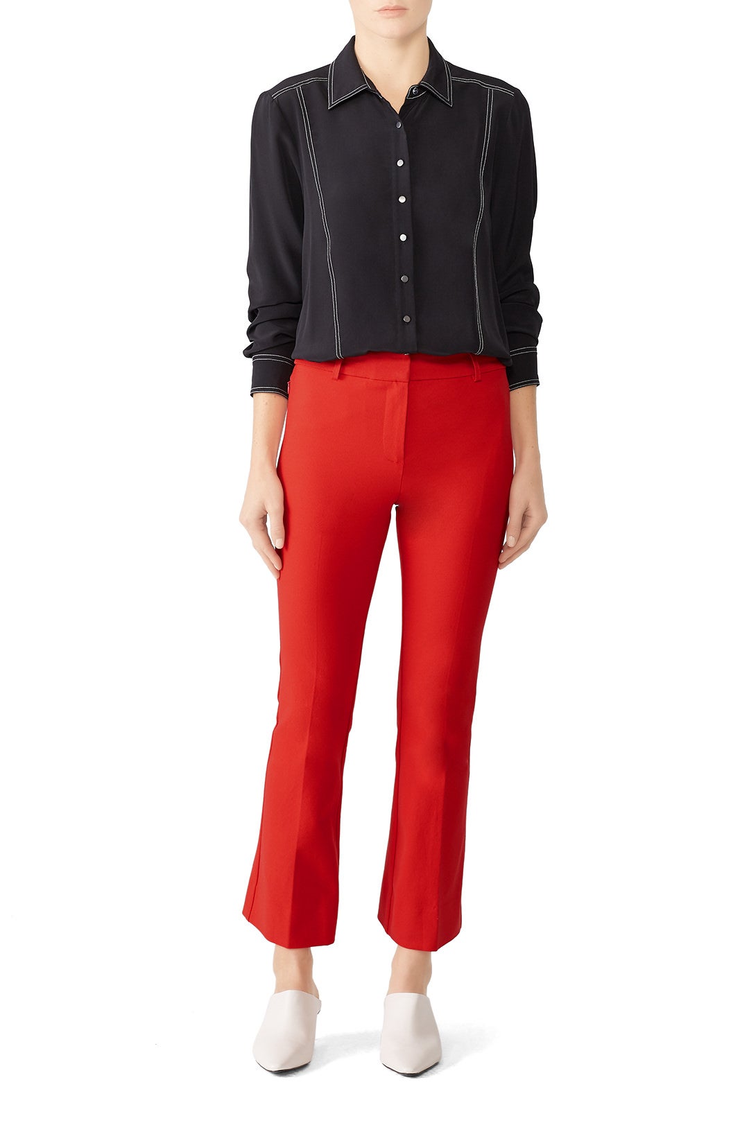 Red Cropped Flare Trousers by Derek Lam 10 Crosby 0