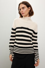 Striped Mock Neck Sweater by Derek Lam 10 Crosby x RTR