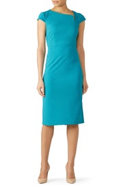 Blue Asymmetric V-Neck Sheath by Donna Morgan