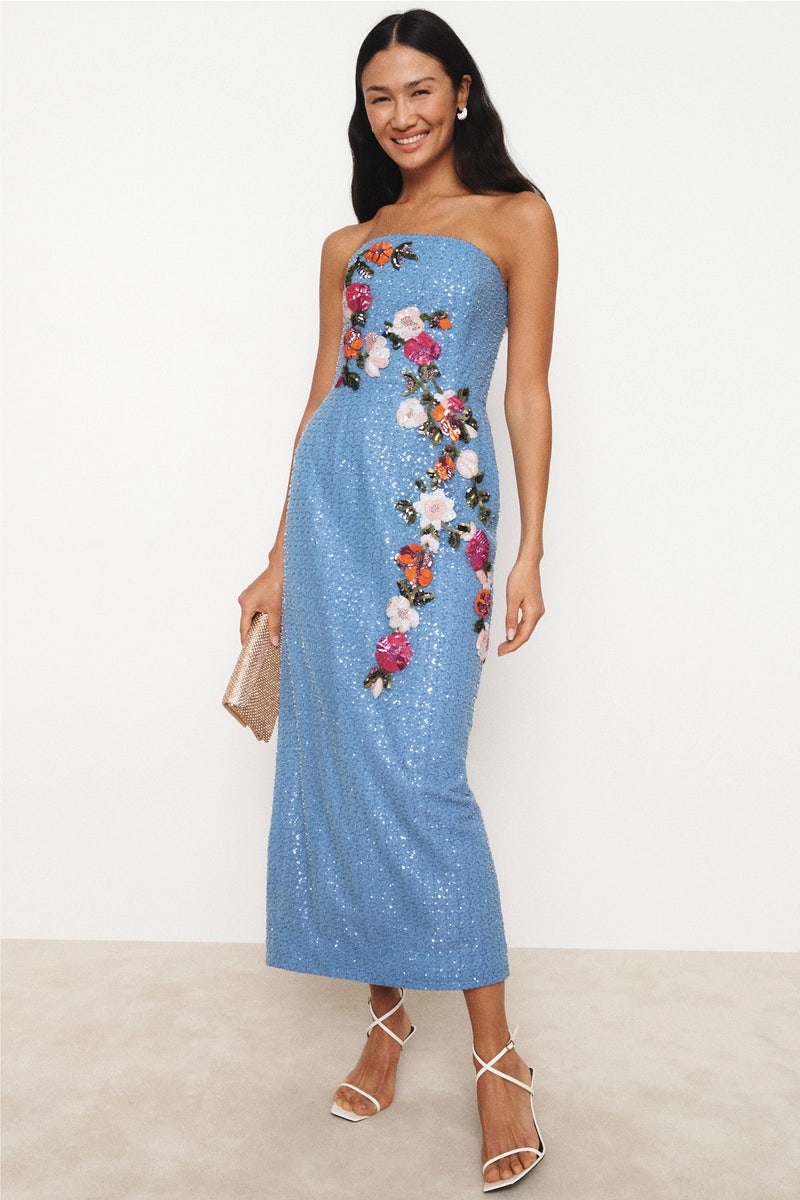 Silvia Embroidered Floral Column Dress by Helsi - Photo 0