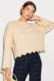 Scallop Trimmed Crew Neck Sweater by 3.1 Phillip Lim