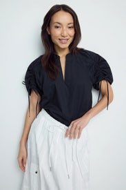 Ruched Sleeve V Neck Top by 3.1 Phillip Lim