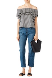 Striped Ruffle Off Shoulder Top by Rachel Zoe