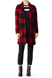 Red Check Sweater Coat by Slate & Willow
