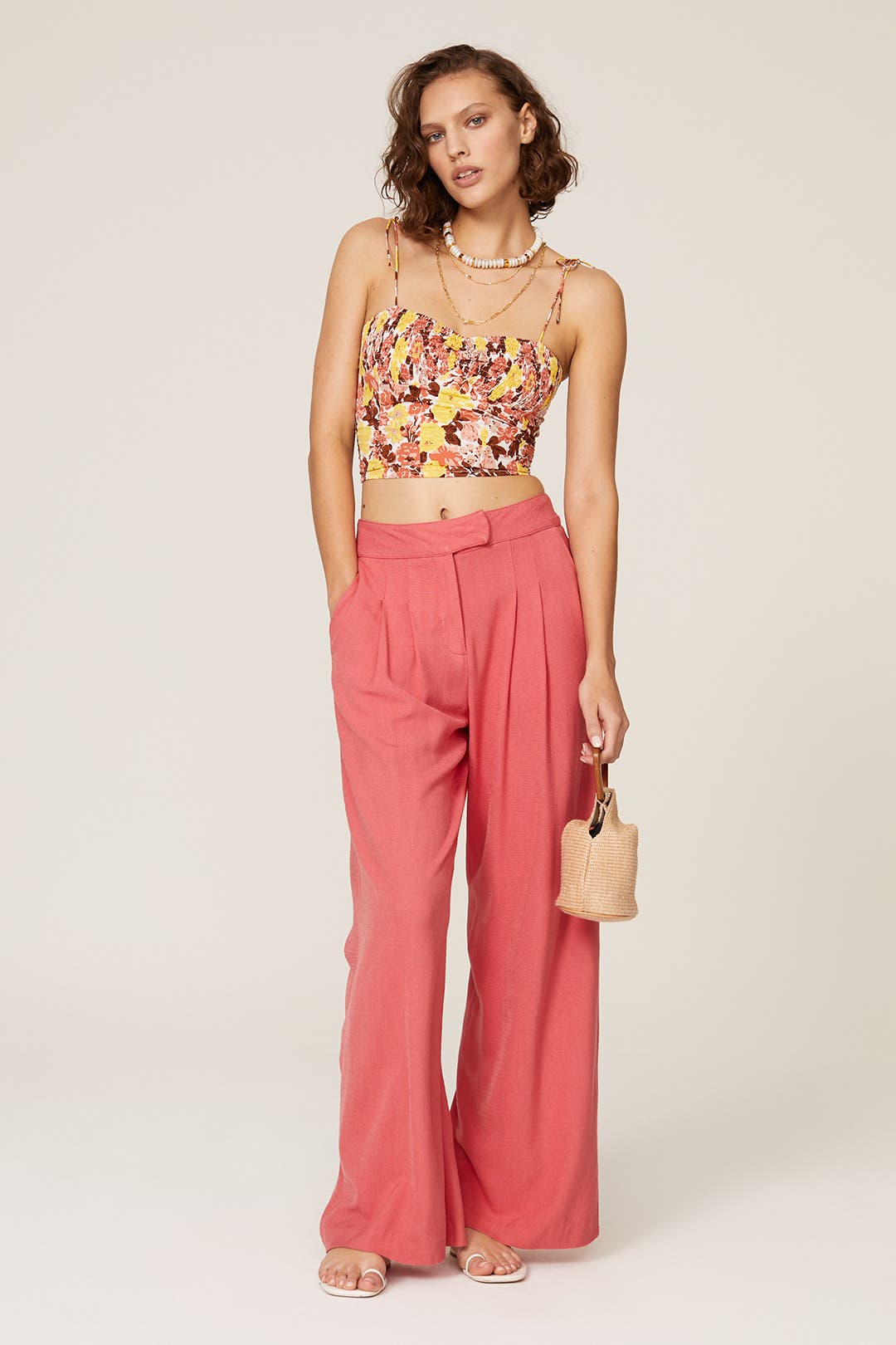 Shirred Floral Crop Top by S/W/F | Rent the Runway