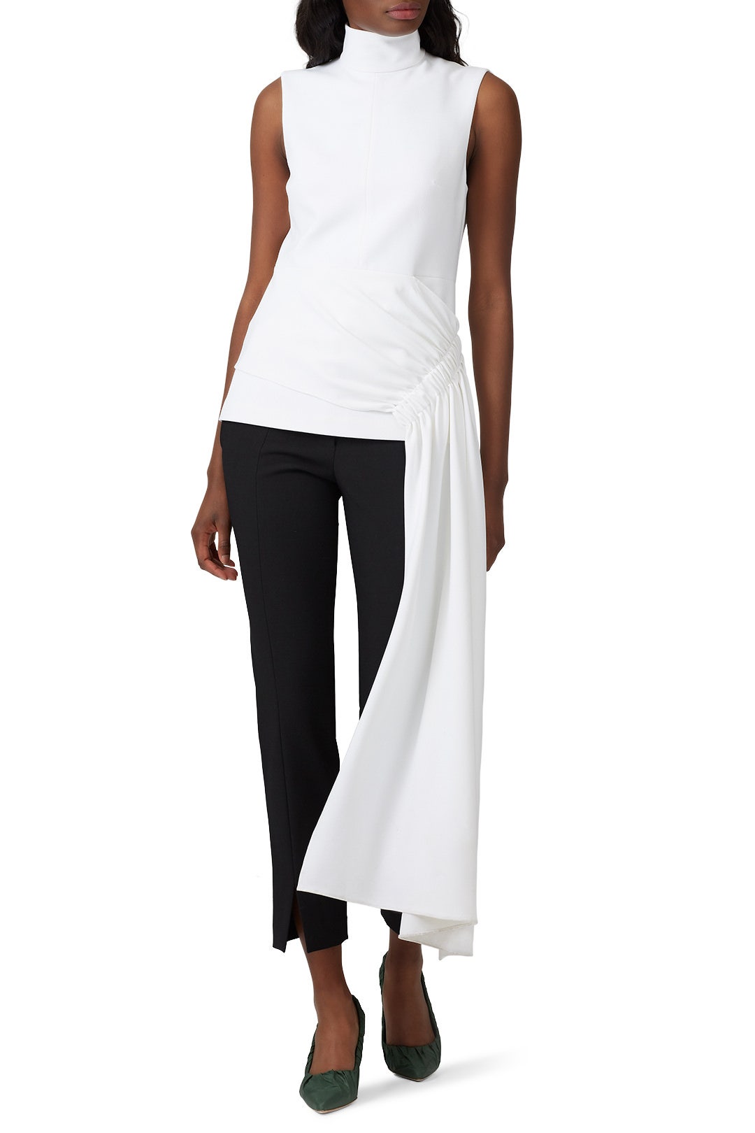 Shirred Drape Mockneck Top by Tibi 0