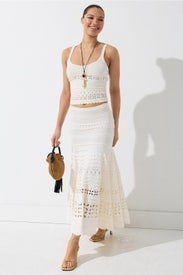 Annisa Eyelet Knit Midi Skirt by Ulla Johnson