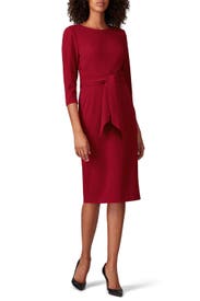 Red Tie Waist Sheath by Adrianna Papell