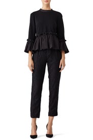 Black Pearl Ruffle Top by Cinq à Sept