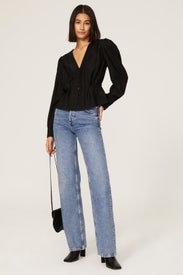 Button Front Peplum Top by The Kooples