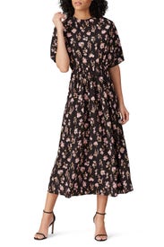 Floral Printed Open Back Dress by Les Reveries