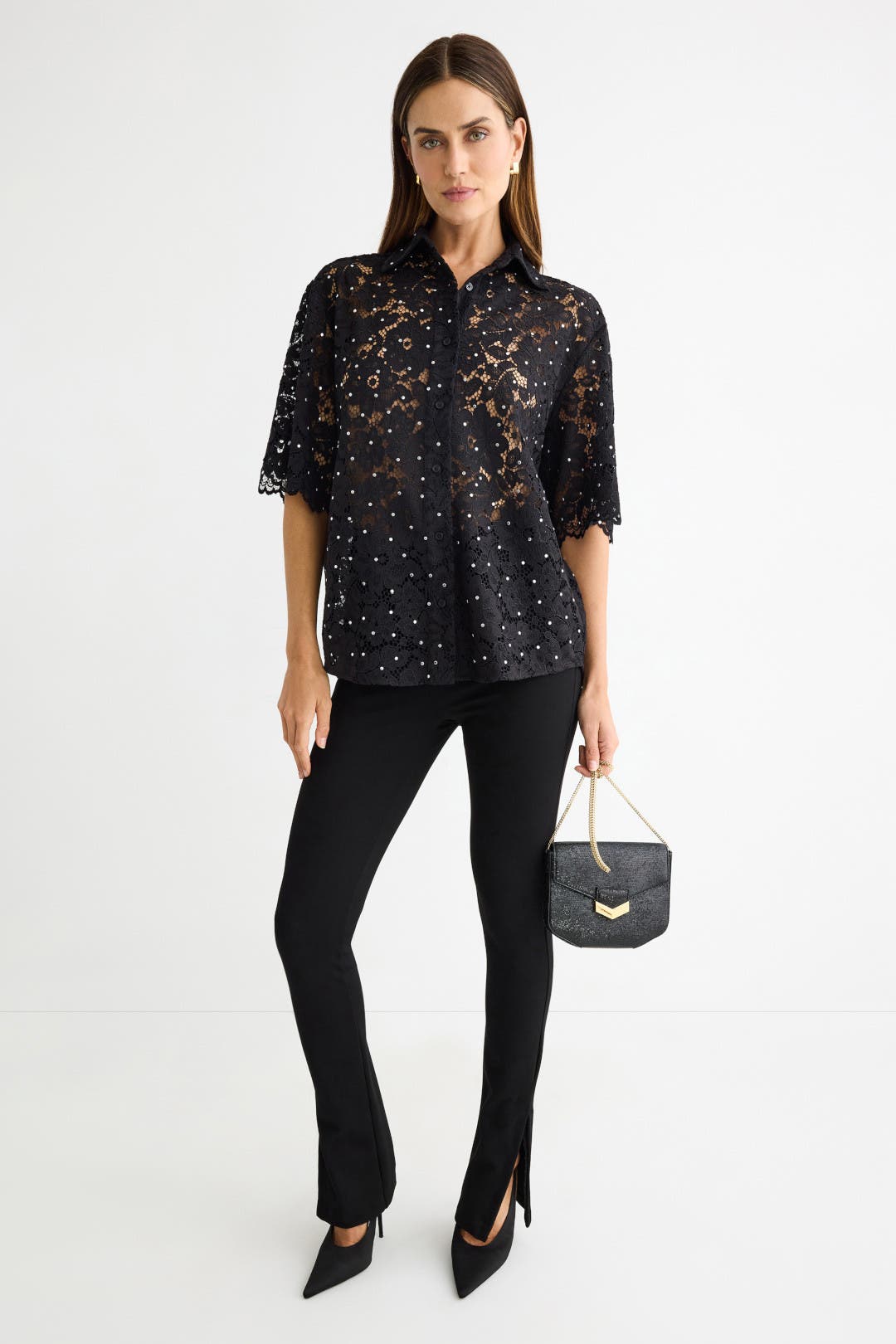 Studded Floral Lace Shirt by MICHAEL KORS | Rent the Runway