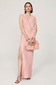Pink Foldover Gown by Marina Moscone