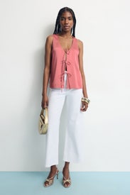 Tie Front Satin Tank by Rosetta Getty x RTR